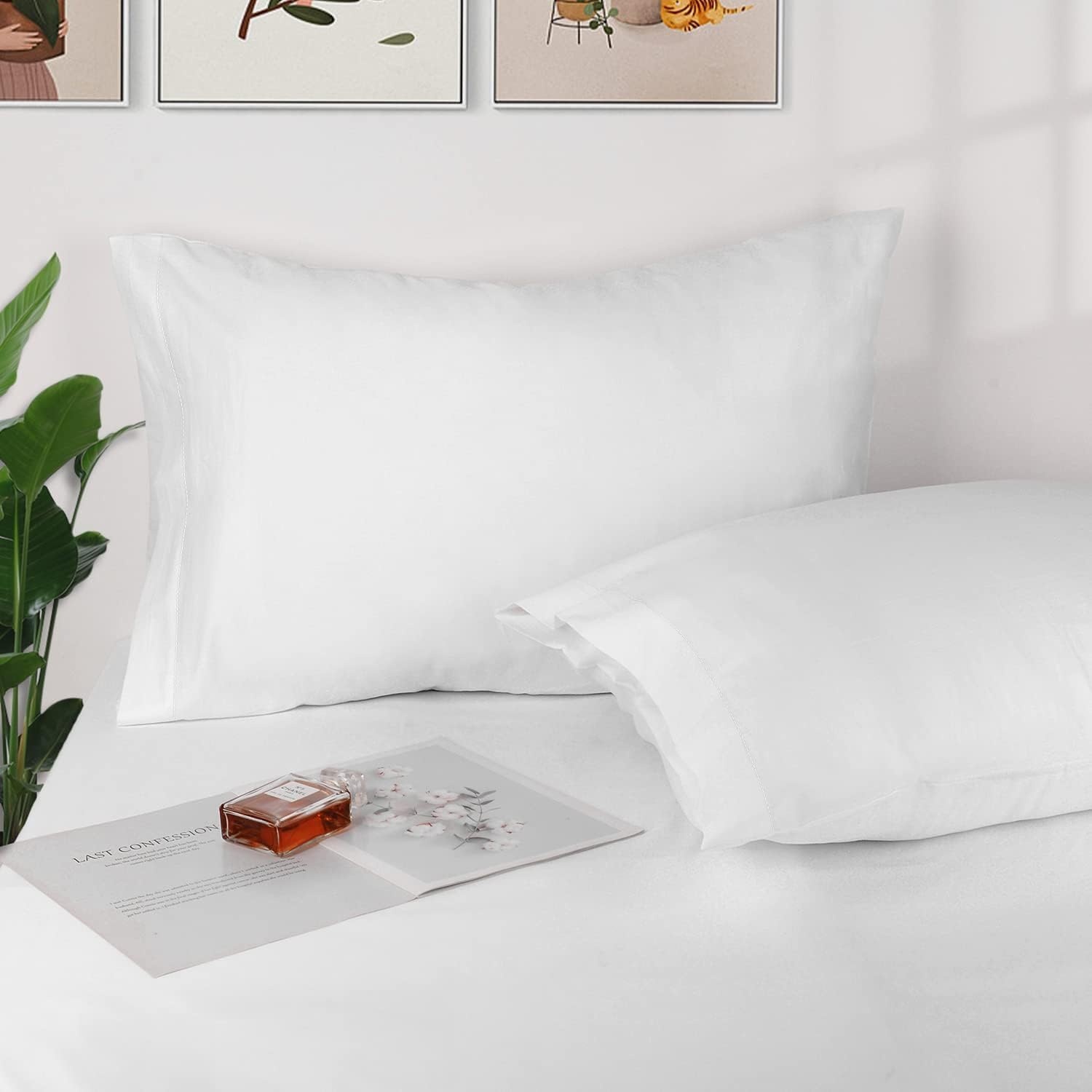 image:imageCotton Fitted Sheet Twin Bundle with 2pk Pillow Cases Queen White