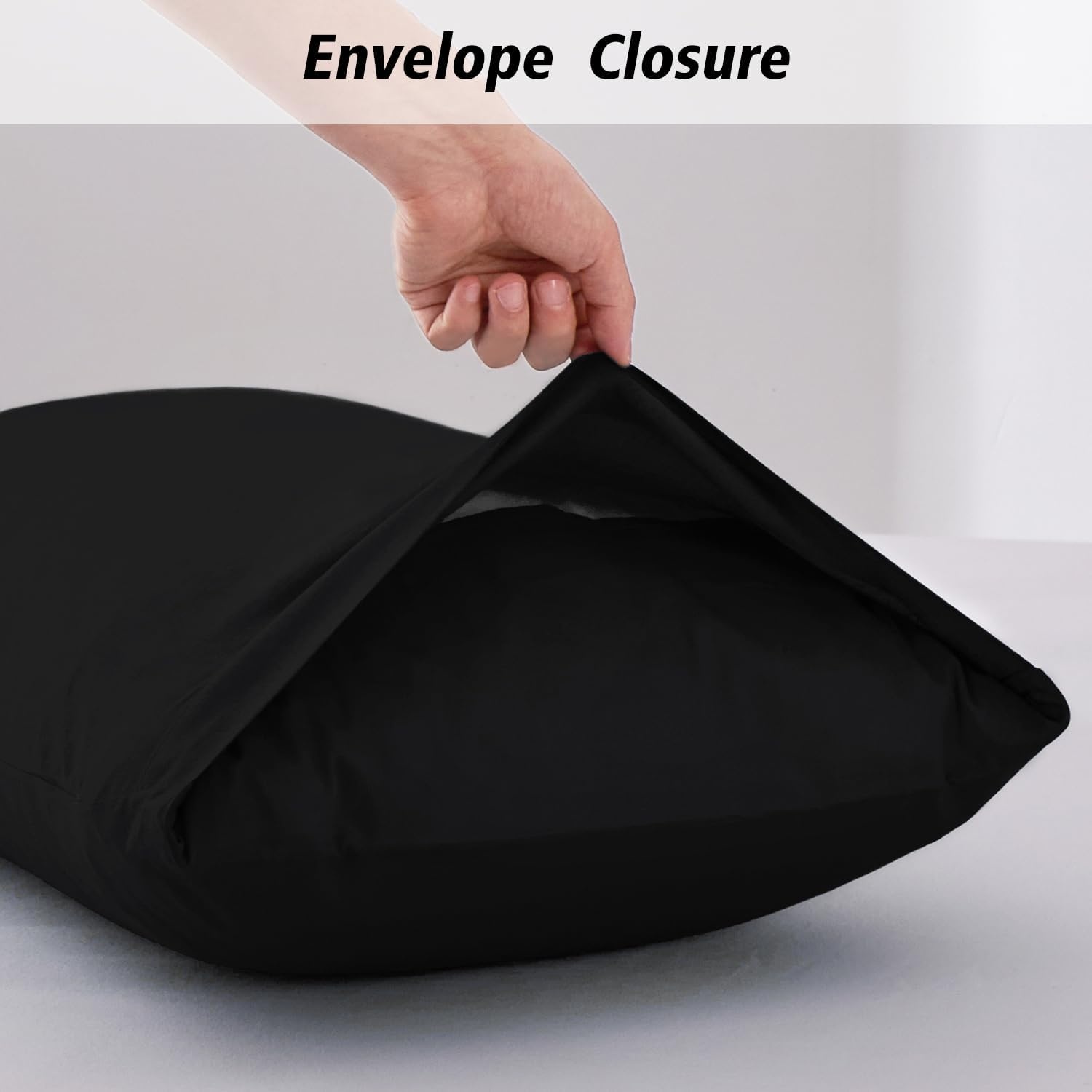 image:imageLirex Cotton Queen Fitted Sheet Bundle300 Thread Count Queen Fitted Sheet and 2pk Queen Size Pillow Cases 810 Deep Pocket Sheet for Hotel Home Black