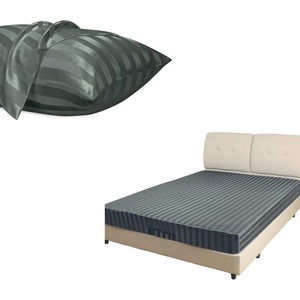 image:image3pcs Bedding Bundle Fitted Sheet amp 2 Pillowcases Queen Size Dark Grey Stripes Ultra Soft amp Easy Care
